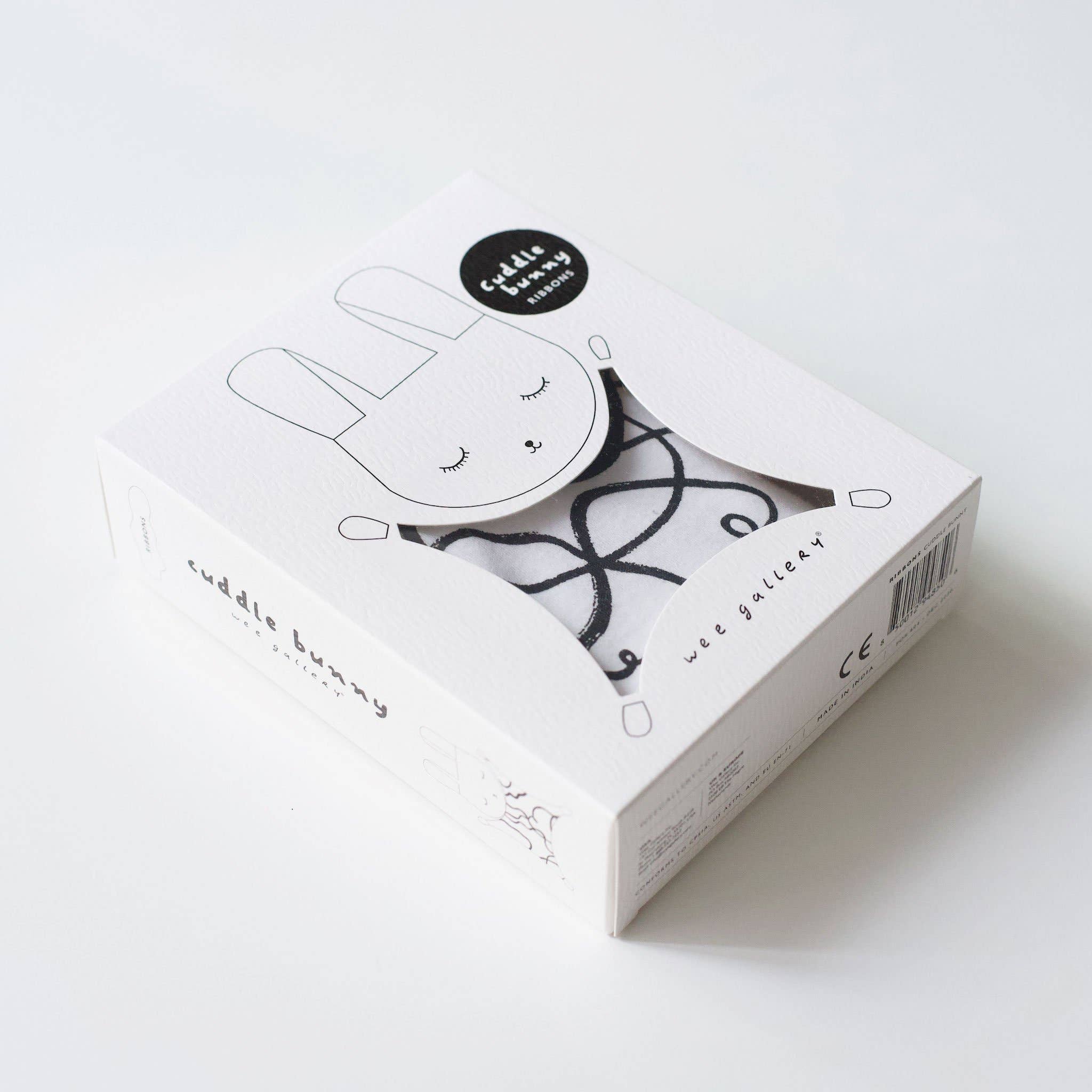 Câlin Lapin - Rubans - Doudou Bébé en Tissu Bio