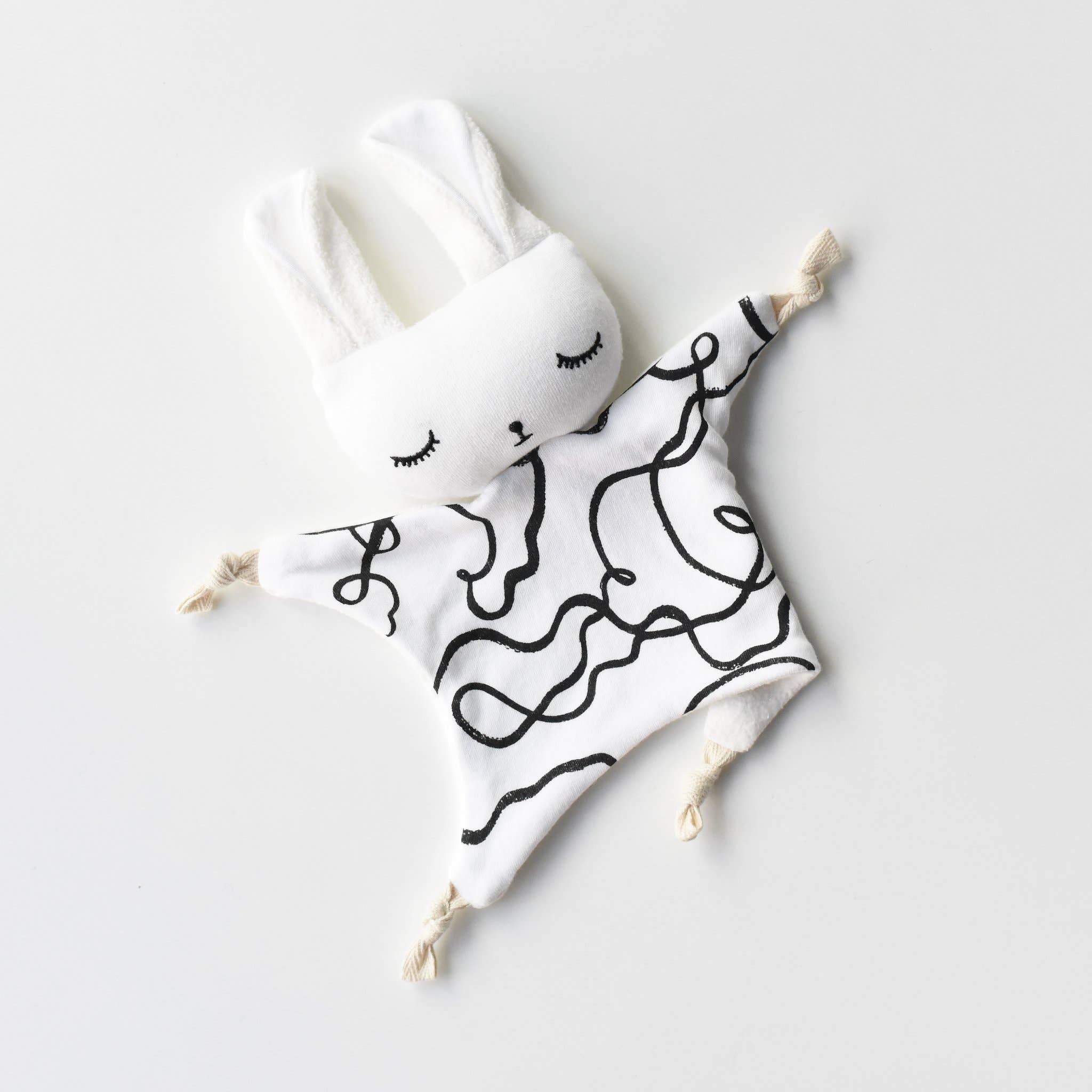 Câlin Lapin - Rubans - Doudou Bébé en Tissu Bio
