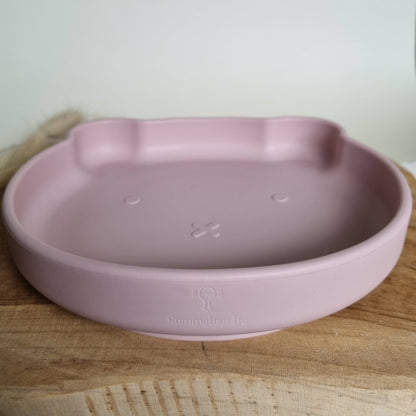 Assiette en silicone ours - rose doux