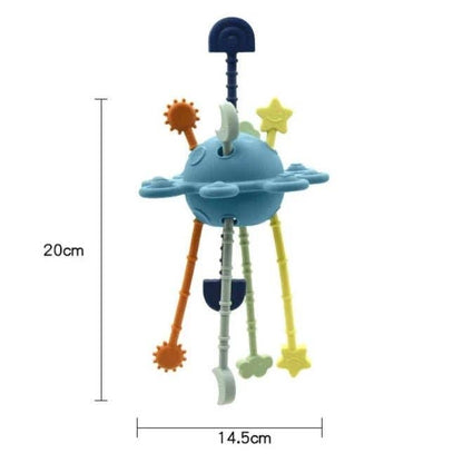 Jouet à tirer OVNI en silicone: Bleu