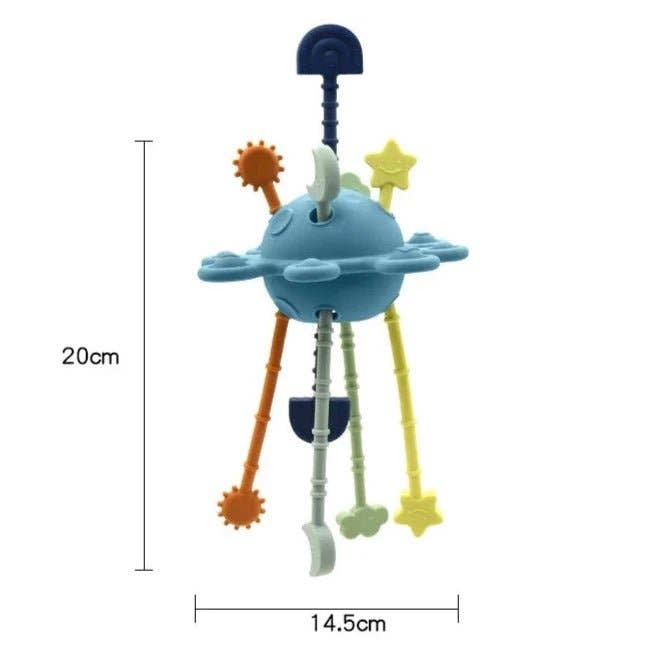 Jouet à tirer OVNI en silicone: Bleu