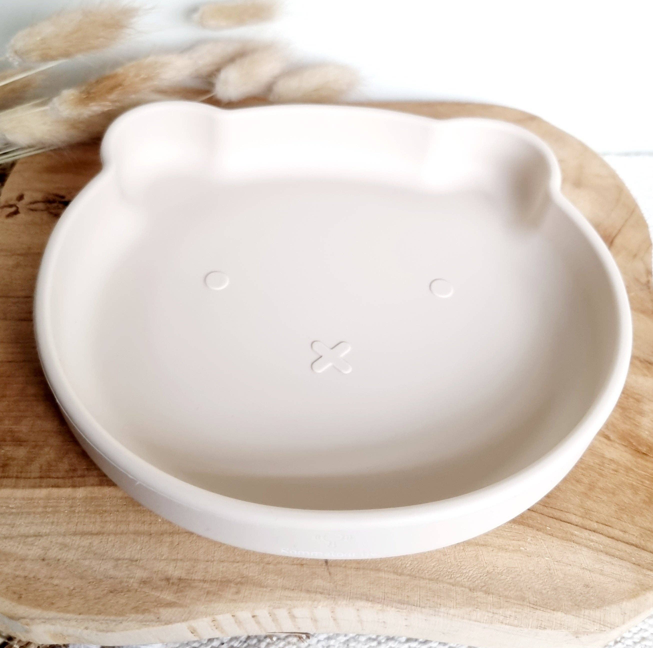 Assiette en silicone avec ventouse - Ours Beige