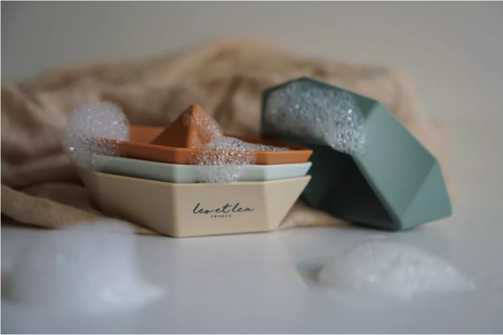 Jouet de bain Bateau bleu et beige