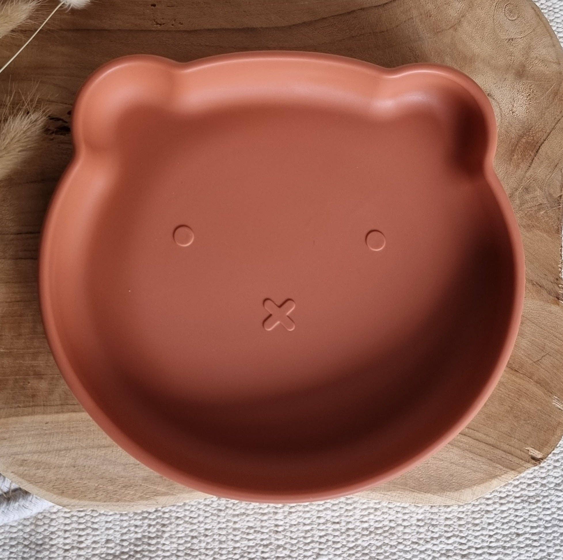 Assiette en silicone avec ventouse - Ours Rouille