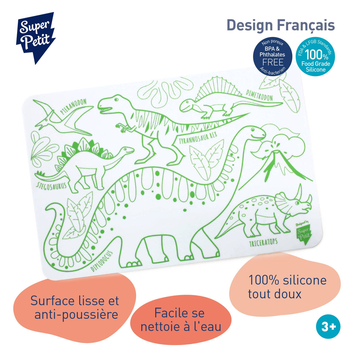 Mini set de coloriage réutilisable en silicone – Dino