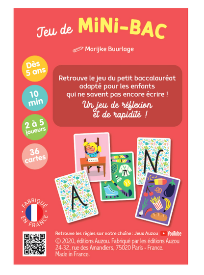 JEU DE CARTES - JEU DU MINI-BAC Dès 5 ans