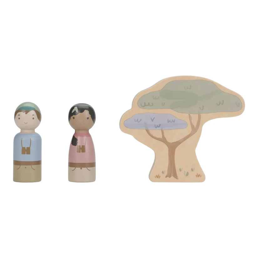 Voiture de safari en bois avec animaux